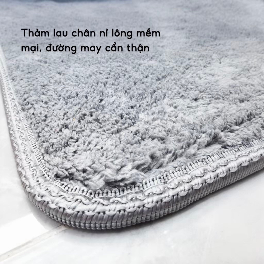 Combo 5 Tấm Thảm Lau Chân Lông Cừu Len Mịn  Thấm Nước, Đế Lót Cao Su Chống Trơn Trượt Kt 40x60cm