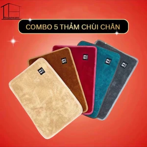 Combo 5 Tấm Thảm Lau Chân Lông Cừu Len Mịn Thấm Nước, Đế Lót Cao Su Chống Trơn Trượt Kt 40x60cm