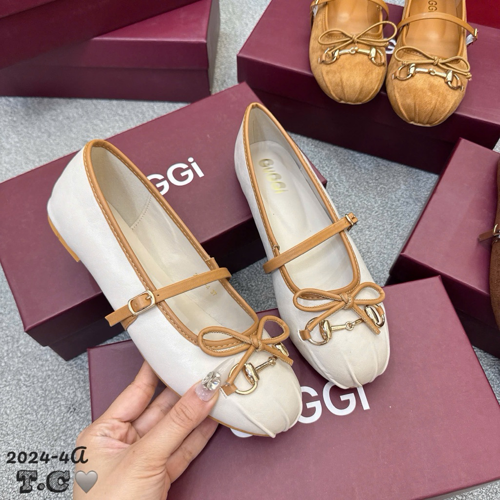 Giày bệt búp bê G nơ nhúm mũi quai mảnh