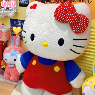 (Căng Phồng) Gấu Bông Hello Kitty Đứng Yếm Đỏ Đeo Nơ Chấm Bi Đáng Yêu, Chất Liệu Lông Thỏ Mịn, Căng Phồng