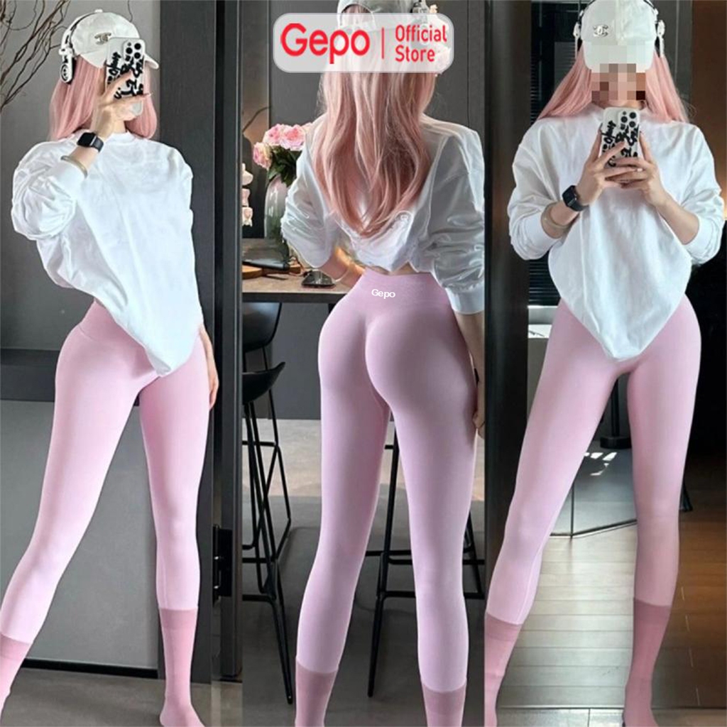 GEPO Quần Legging Tập Gym Cạp Cao Lưng V Có Chun Bản Nâng Cấp 10%Elsaten GP130
