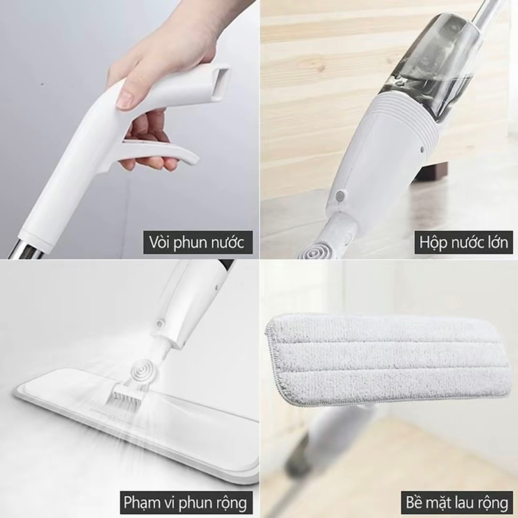 Cây Lau Nhà Phun Sương Xoay 360 Độ Có Bình Xịt Nước Lau Sàn Thông Minh Làm Sạch