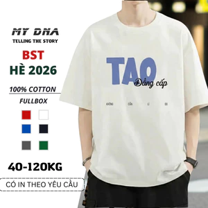 Áo phông thun đồng phục nhóm lớp công ty hè 2026 có bigsize 110kg local nam nữ tay lỡ form rộng unisex cotton MY DNA