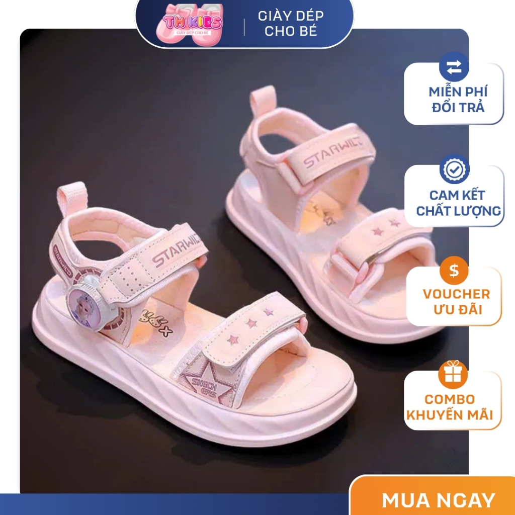 [M089] Dép Quai Hậu Sandal Đi Học Cho Bé Gái, Dép Quai Dán Bé Gái Đi Học Chống Trơn Trượt Mềm Mại TH Kids
