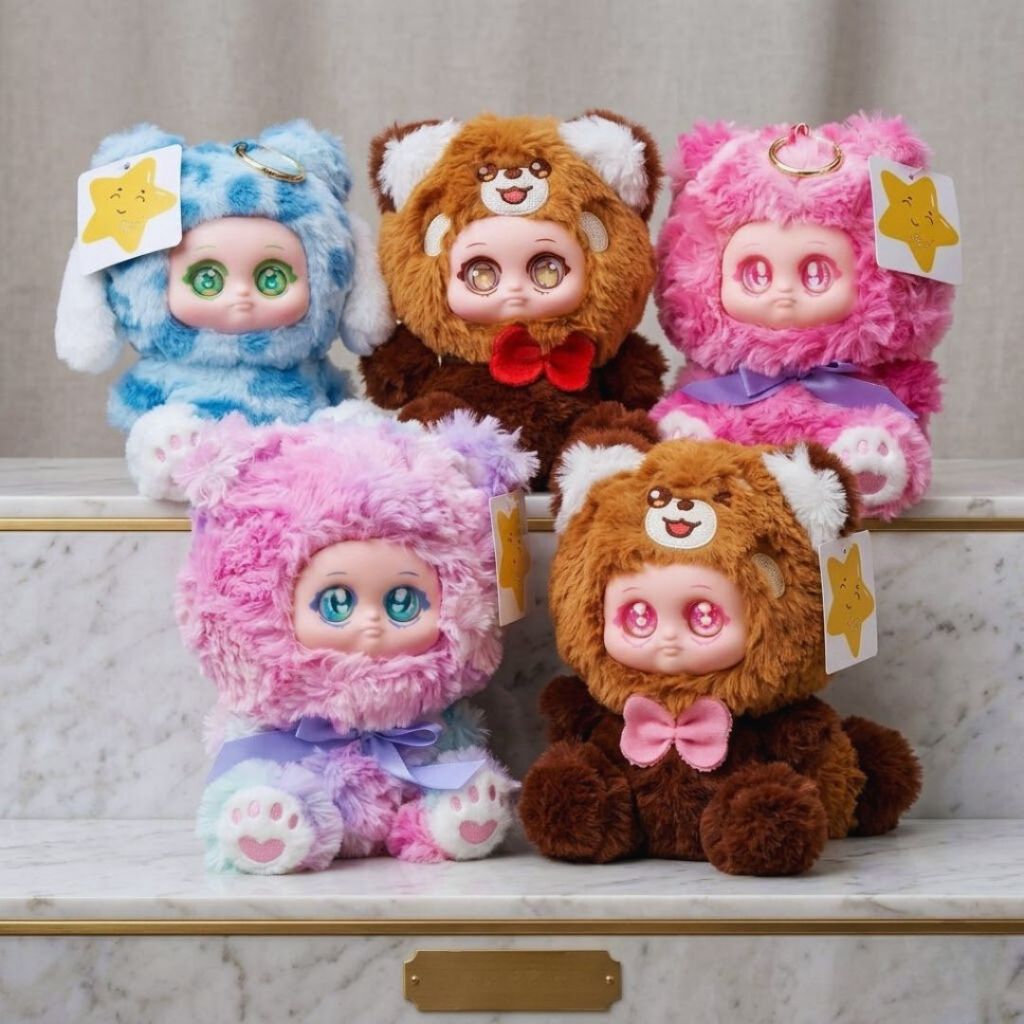 Gấu Bông Mặt Baby Dễ Thương, Thú Nhồi Bông Baby Tai Gấu,Gấu Trúc Đỏ Làm Móc Khóa,Gấu Đeo Cho Bé,Bạn Gái