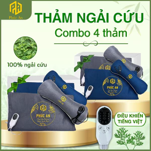 Combo 4 Thảm điện + gối điện ngải cứu chính hãng Phúc An, Quà tặng cao cấp