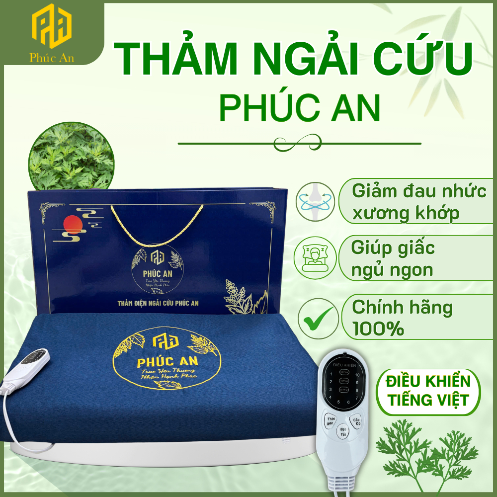 [PHÚC AN] Combo 4 Thảm điện + gối điện ngải cứu chính hãng Phúc An, Quà tặng cao cấp