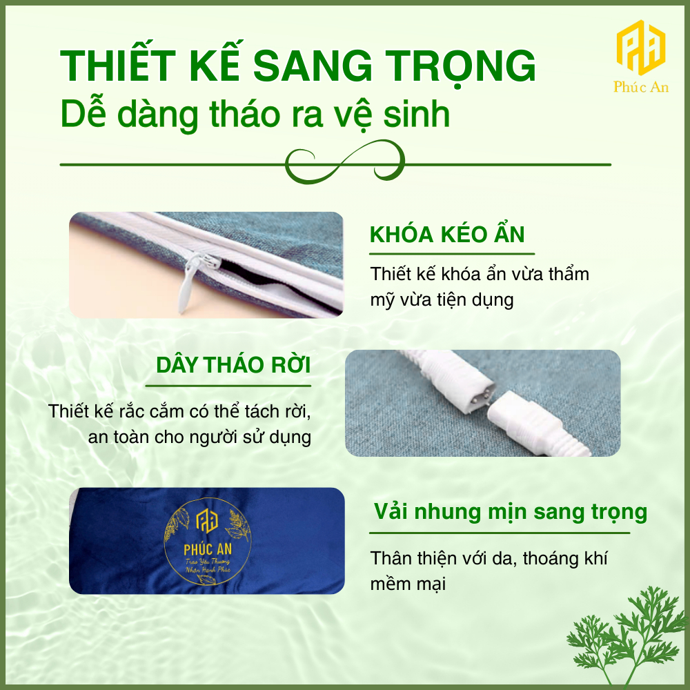 [PHÚC AN] Combo 4 Thảm điện + gối điện ngải cứu chính hãng Phúc An, Quà tặng cao cấp