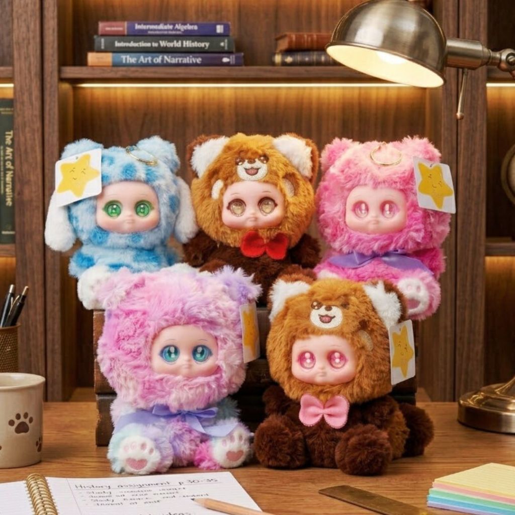 Gấu Bông Mặt Baby Tai Gấu Dễ Thương, Thú Nhồi Bông Size 20Cm Làm Móc Khóa, Gấu Đeo Đáng Yêu Cho Bé, Bạn Gái