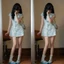 Váy caro Hari pastel dáng chữ A cổ tròn phối nút ngọt ngào 7388