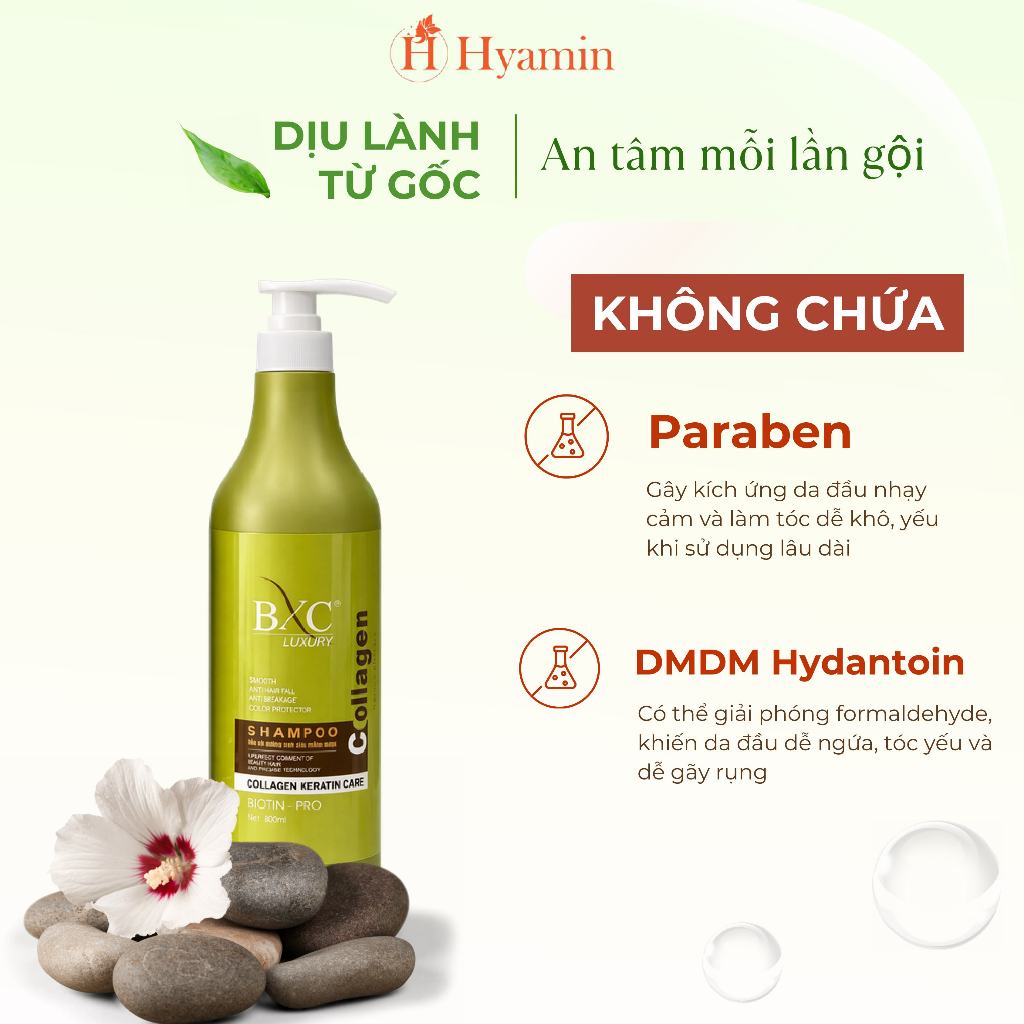 Bộ Dầu Gội Xả dưỡng sinh Collagen BXC Luxury 800ml Phục hồi tóc hư tổn, siêu mượt, dưỡng chắc khỏe