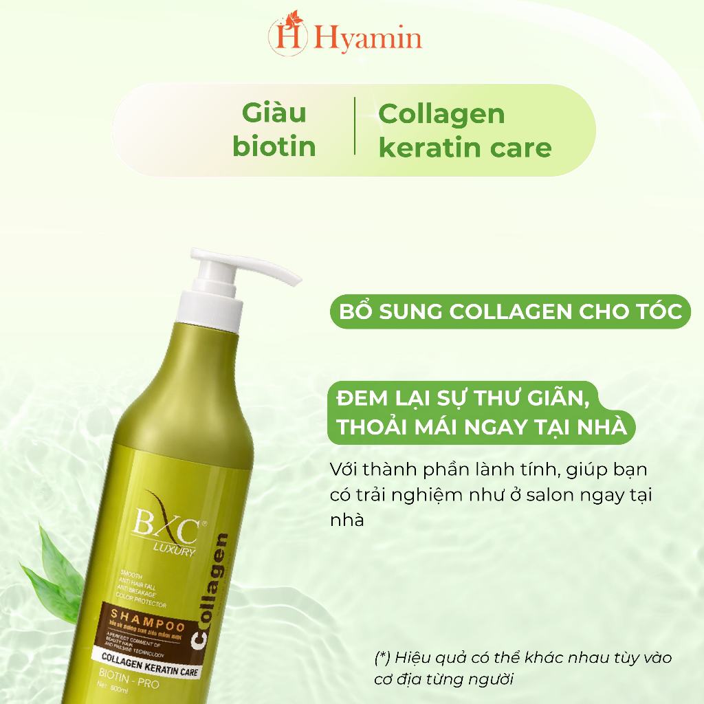 Bộ Dầu Gội Xả dưỡng sinh Collagen BXC Luxury 800ml Phục hồi tóc hư tổn, siêu mượt, dưỡng chắc khỏe