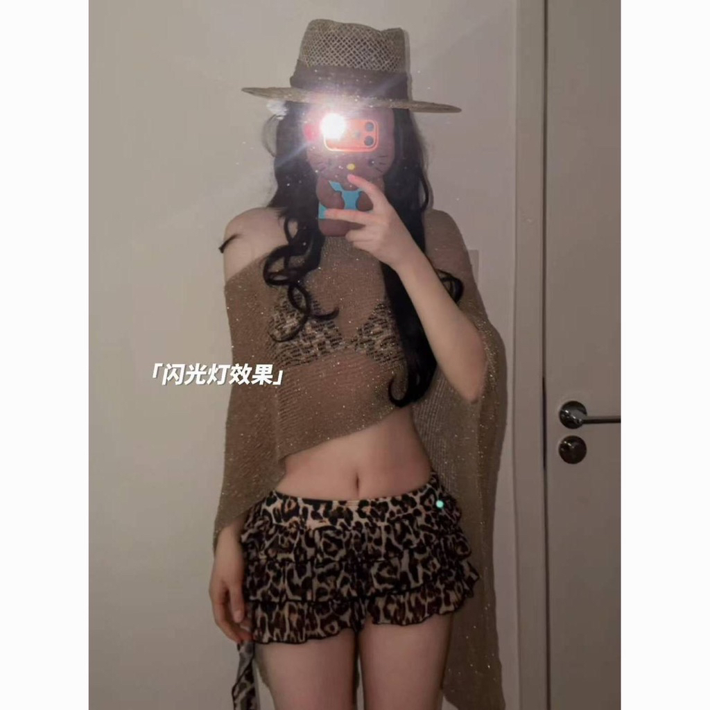 Set BiKiNi 2 Mảnh Da Báo Đốm Nâu Cực Cuốn Buộc Dây Lưng  3 Chi Tiết Kèm Đệm Mút (order 7-10n)