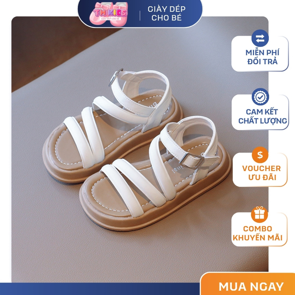 [M097] Dép Sandal Quai Ngang Đế Bằng Chống Trượt Phong Cách Hàn Quốc Dép Tiểu Thư Dễ Thương TH Kids