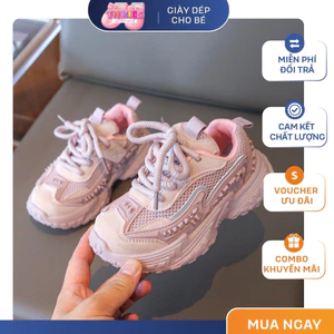 Giày Thể Thao Bé Gái Màu Hồng Pastel, Giày Sneaker Trẻ Em Đế Êm Phối Lưới Thoáng Khí Xinh Xắn Cao Cấp Th Kids