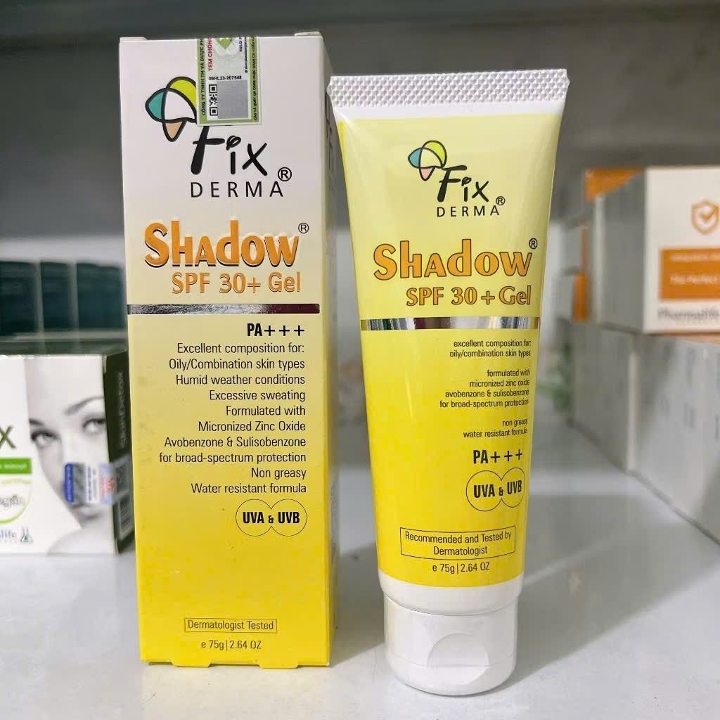 Gel Chống Nắng FIXDERMA Shadow SPF 30+ Gel Mỏng Nhẹ Giúp Dưỡng Ẩm 75g