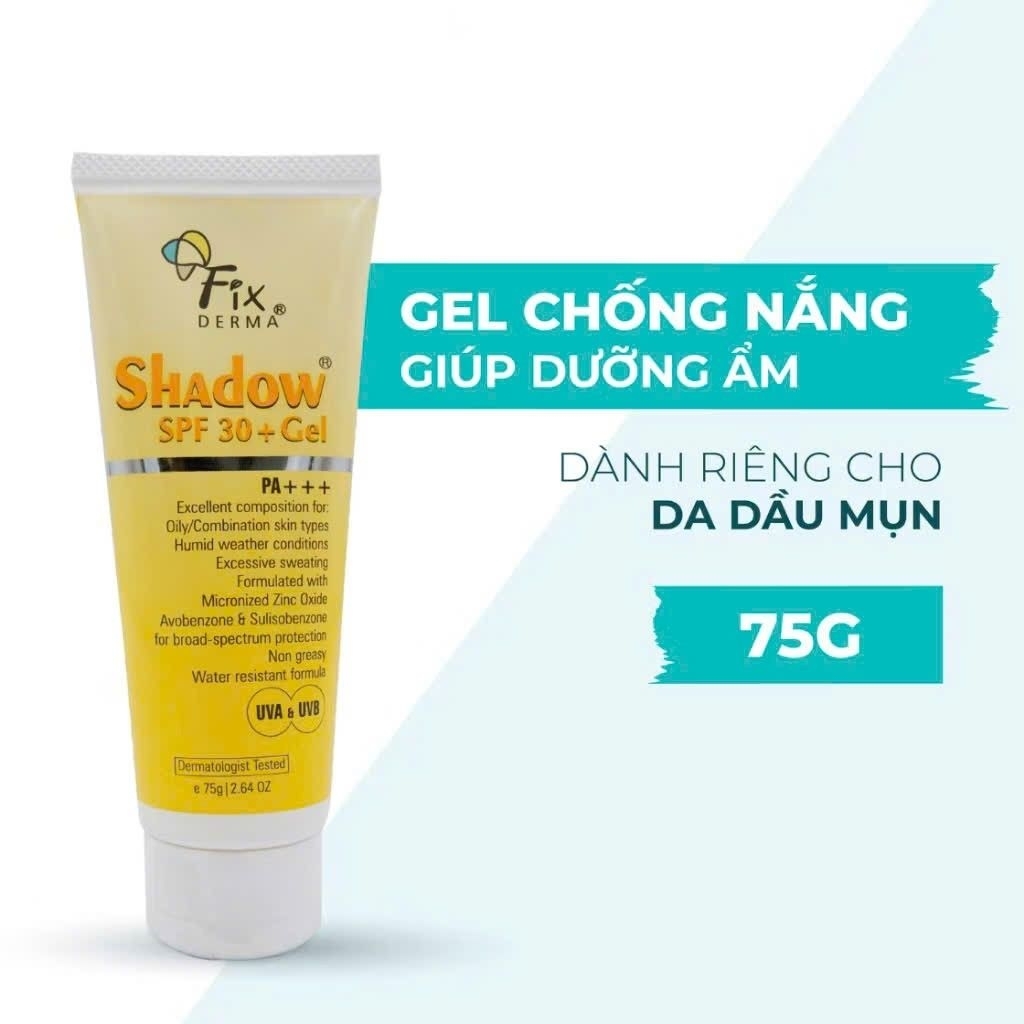 Gel Chống Nắng FIXDERMA Shadow SPF 30+ Gel Mỏng Nhẹ Giúp Dưỡng Ẩm 75g