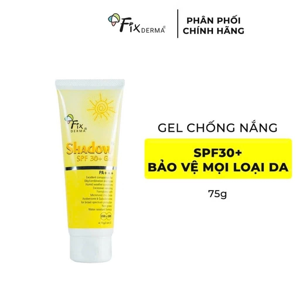 Gel Chống Nắng FIXDERMA Shadow SPF 30+ Gel Mỏng Nhẹ Giúp Dưỡng Ẩm 75g