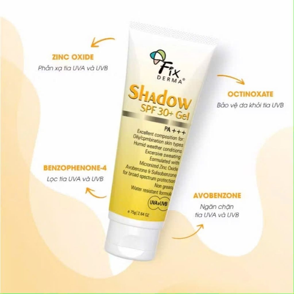 Gel Chống Nắng FIXDERMA Shadow SPF 30+ Gel Mỏng Nhẹ Giúp Dưỡng Ẩm 75g