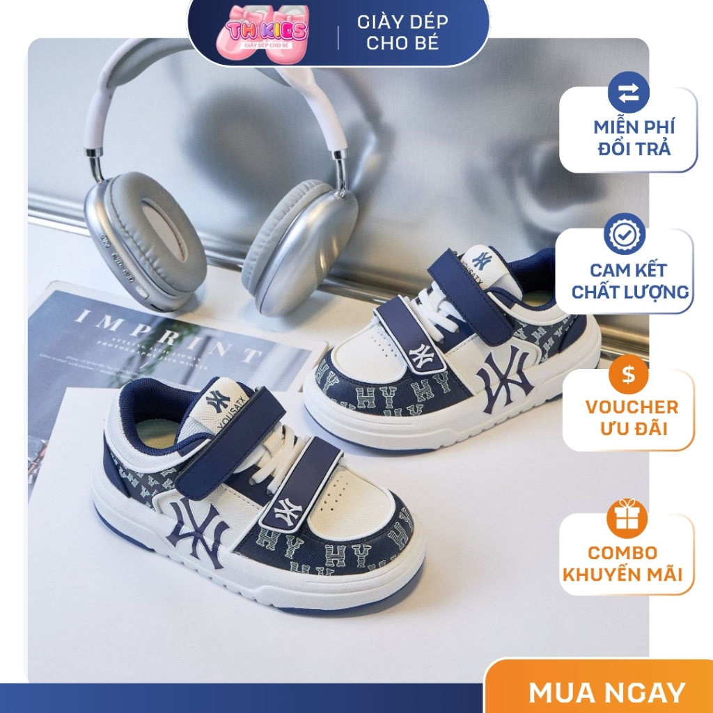 [M128] Giày Thể Thao Bé Trai Phong Cách Hàn Quốc, Giày Sneaker Trẻ Em Họa Tiết Chữ Thêu Cá Tính - Đế Êm Chống Trơn