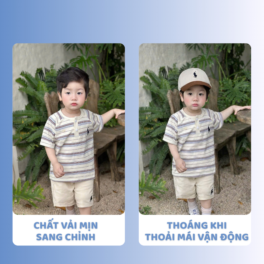 [À ƠI SHOP] B43- bộ cộc sọc ngang ngựa 2 cúc kèm mũ- a117.1782