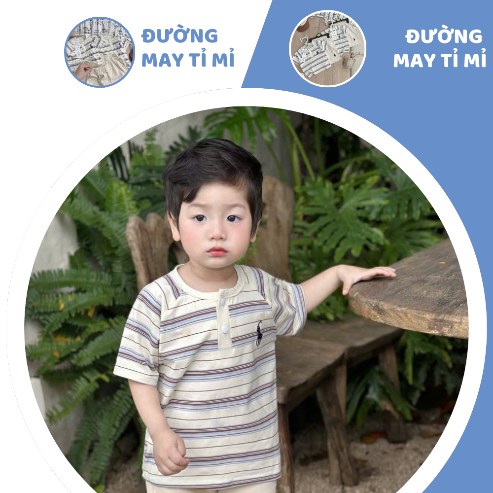 [À ƠI SHOP] B43- bộ cộc sọc ngang ngựa 2 cúc kèm mũ- a117.1782