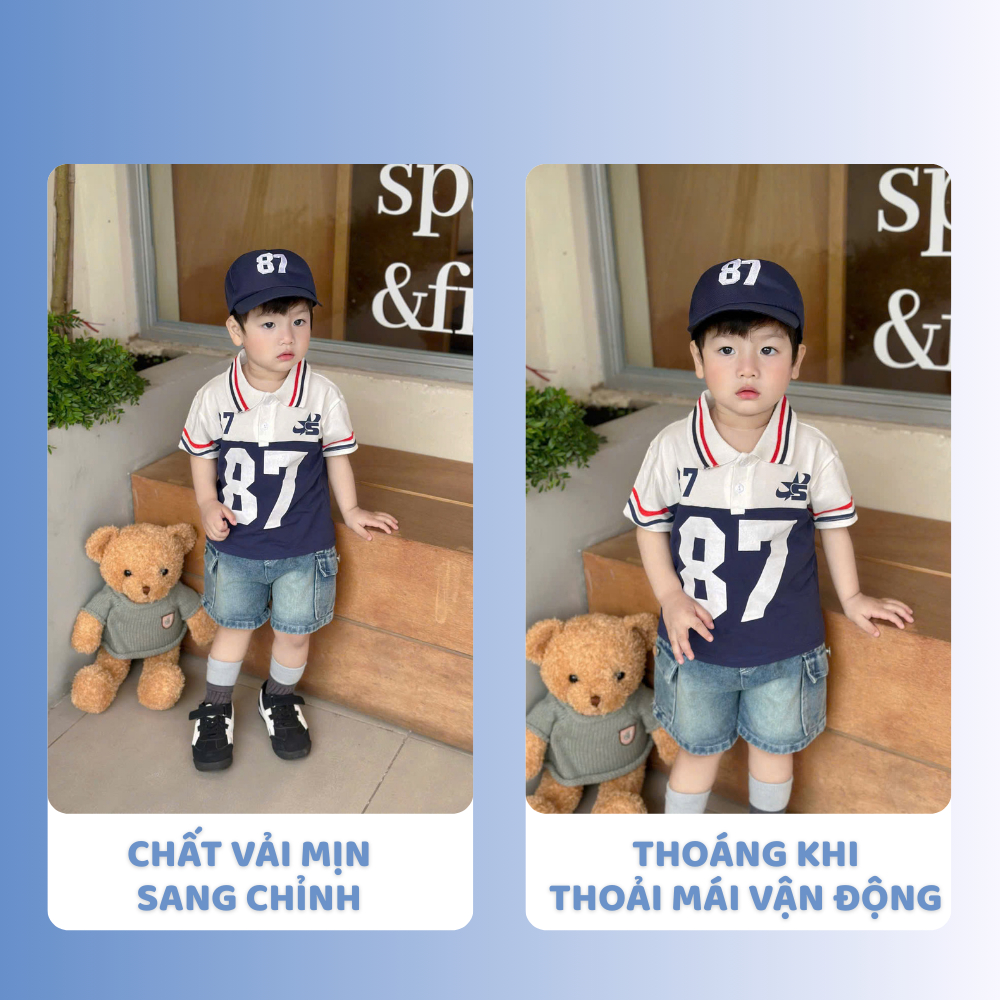 [À ƠI SHOP] B55- bộ cộc quần bò chữ s số 87 kèm mũ- a116.887