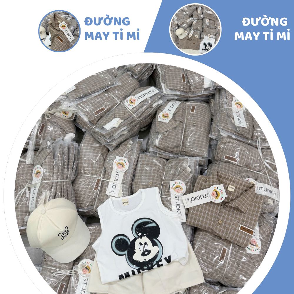 [À ƠI SHOP] N45- set 4 ct cộc caro nâu kèm mũ- a111.115