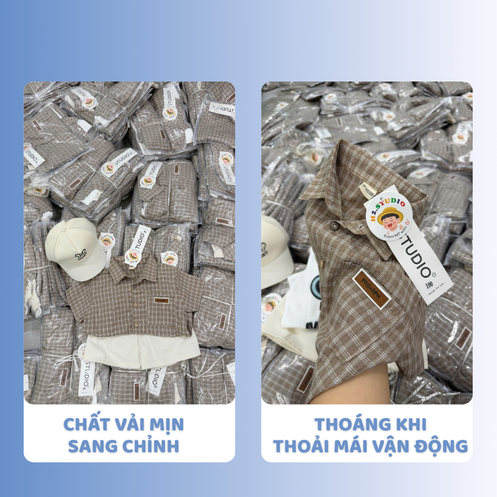 [À ƠI SHOP] N45- set 4 ct cộc caro nâu kèm mũ- a111.115