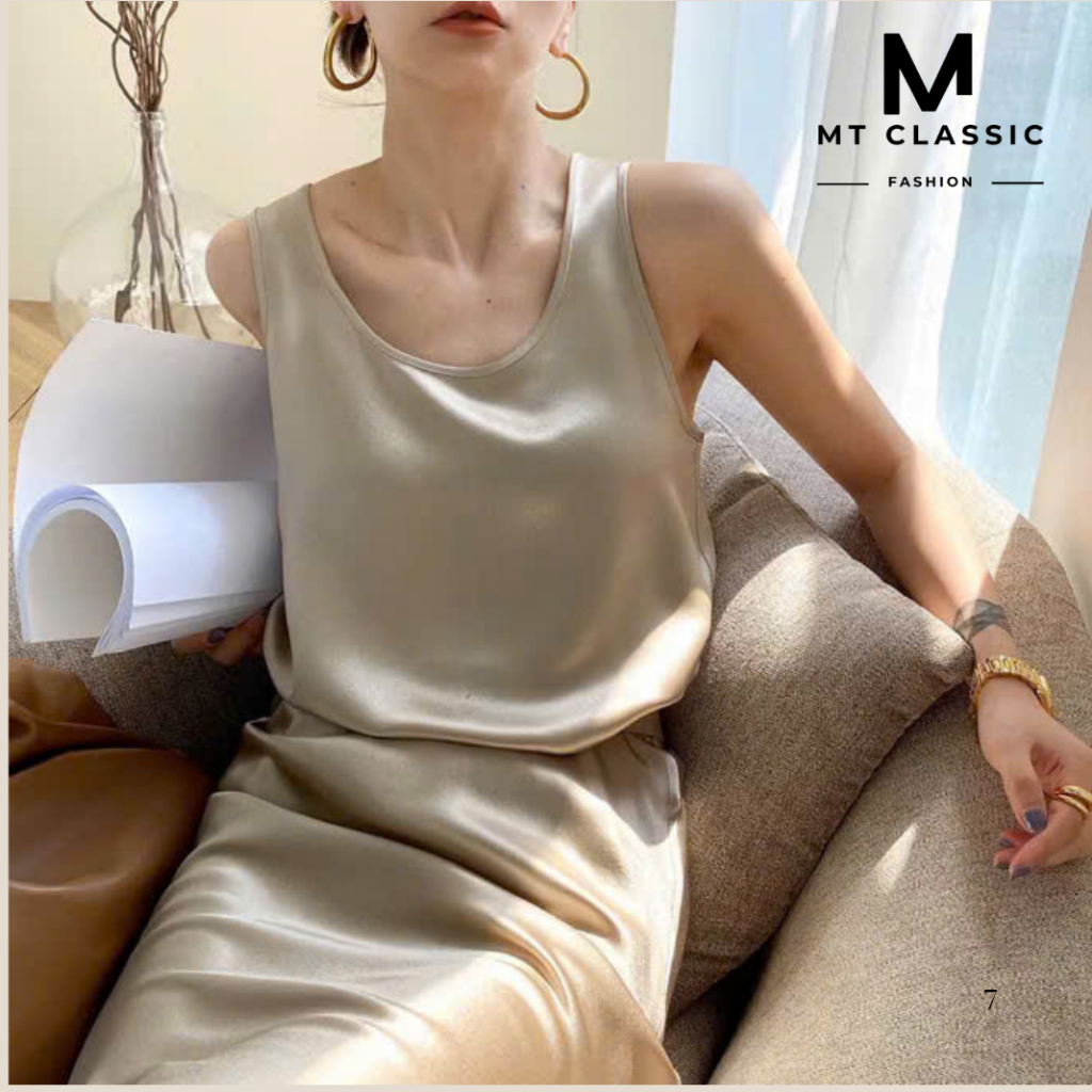 Áo 2 dây lụa bản to, áo lụa ba lỗ, áo sát nách vải lụa tô châu mềm mịn, thanh lịch không lộ bra - MT CLASSIC