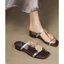 Dép hở mũi vuông kiểu Pháp, sandal gót thấp 2,5cm thời trang