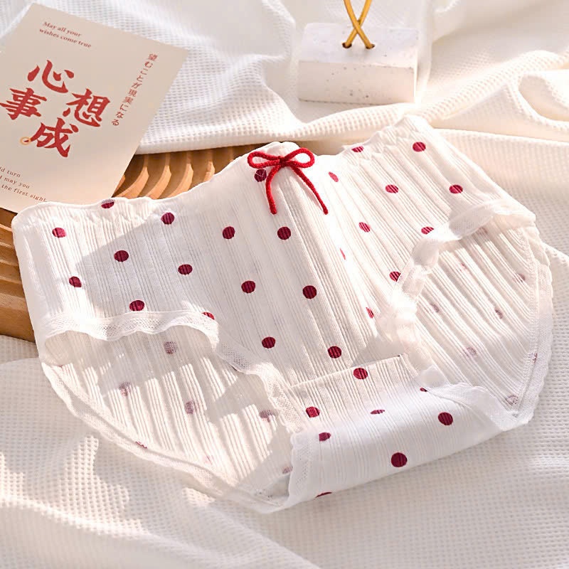 Set 10 Quần Lót Nữ Đỏ Chấm Bi ,Chip Cute Cotton  Tông Đỏ Dễ Thương, Kháng Khuẩn -  Cotton Táo Đỏ
