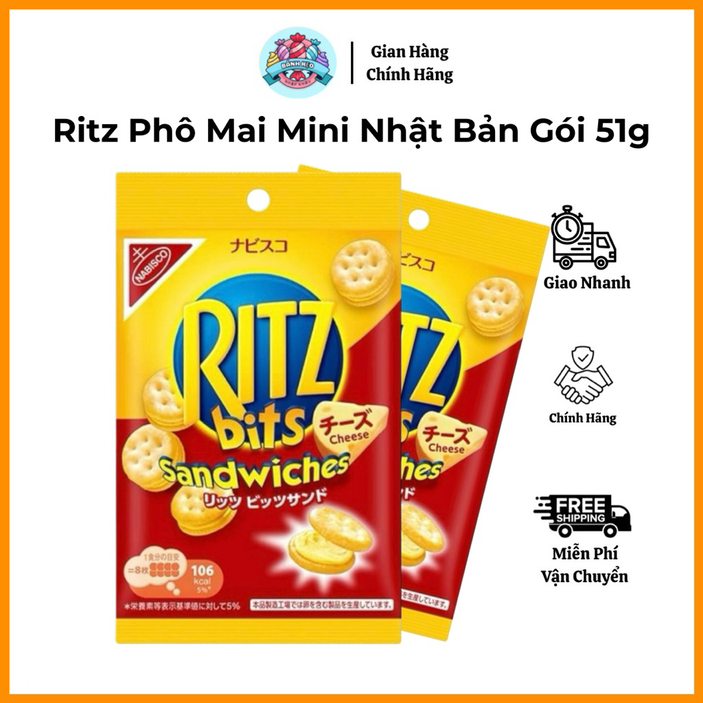 Bánh Quy Ritz Bits Sanwiches Kẹp Phô Mai Nhật Bản - Gói 51g - Hàng Nhật ...