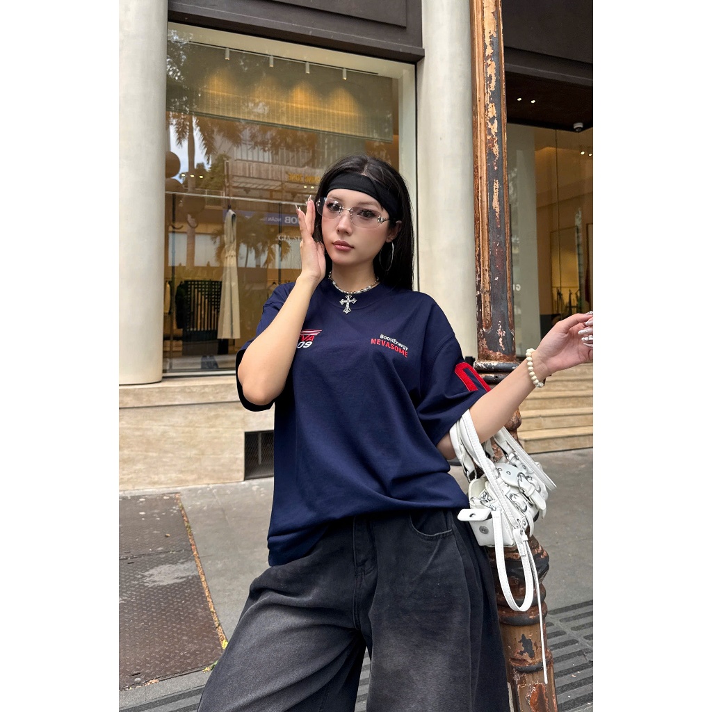 Áo Thun Boost Energy 09 Cotton 250gsm Local Brand Nevasome Thêu Tay Form Boxy Rộng Nam Nữ Cổ Tròn