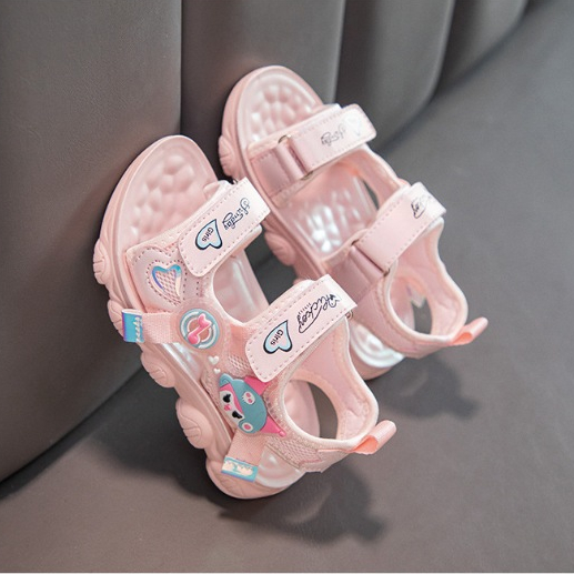 [M168] Sandal Bé Gái Quai Dán Họa Tiết Hoạt Hình Dễ Thương - Dép Quai Hậu Bé Gái Đế Bánh Mì Siêu Nhẹ, Chống Trơn Trượt