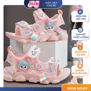 Sandal Bé Gái Quai Dán Họa Tiết Hoạt Hình Dễ Thương - Dép Quai Hậu Bé Gái Đế Bánh Mì Siêu Nhẹ, Chống Trơn Trượt