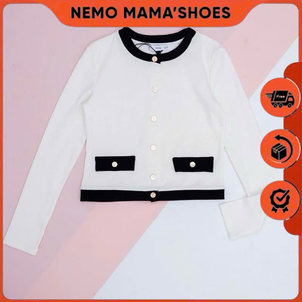 MNG ÁO CARDIGAN PHỐI VIỀN ĐEN NÚT VÀNG SANG CHẢNH – PHONG CÁCH THANH LỊCH (Q260122069)