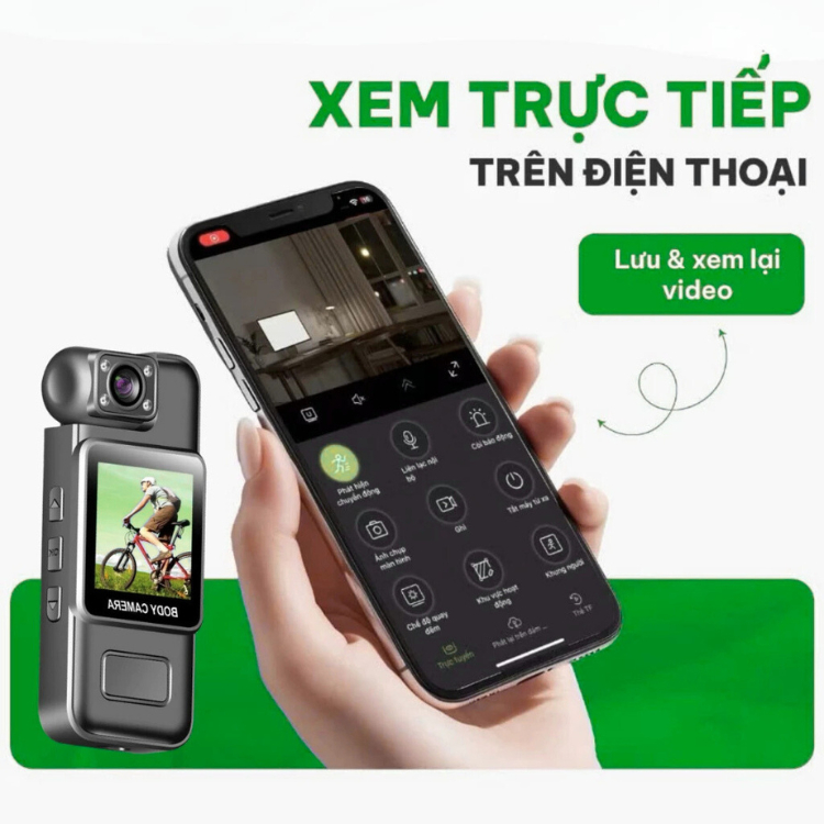 Camera SK9 Plus Màn Hình Led, Camera Gắn Xe, Gắn Áo, Gắn Mũ, Kết Nối Trực Tiếp Điện Thoại Xoay 360