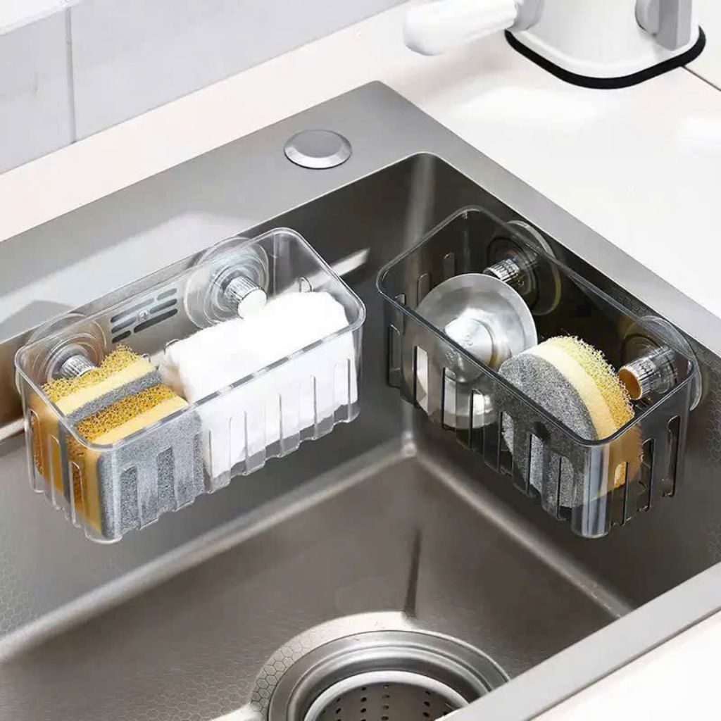 Kệ Để Đồ Bồn Rửa Bát Nhựa Cao Cấp - Cốc Hút Chắc Chắn, Thiết Kế Tiện Dụng