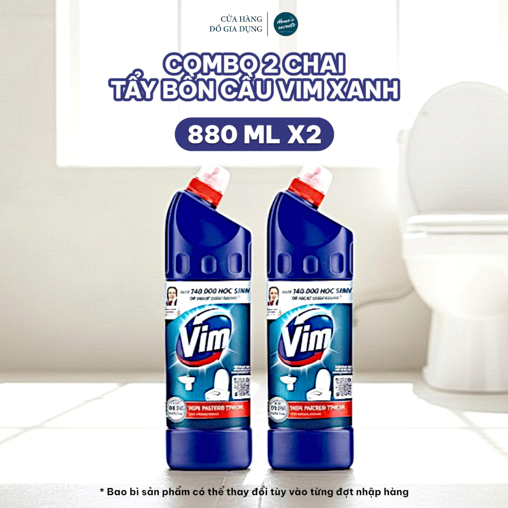Combo 2 chai x 880ml Vim Nước Tẩy Bồn Cầu Diệt Khuẩn (Xanh Biển)