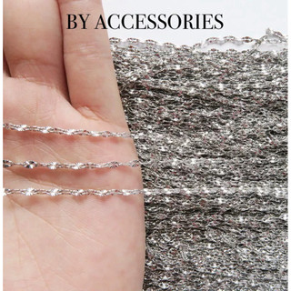 Dây chuyền nữ trơn thép titan kiểu xích lá me chạm tia sáng phản xạ lấp lánh không gỉ BY ACCESSORIES