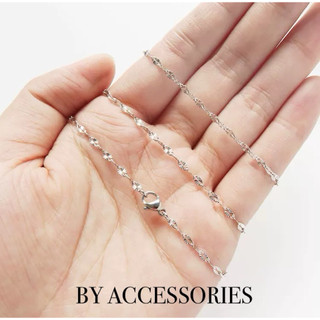 Dây chuyền nữ trơn thép titan kiểu xích lá me chạm tia sáng phản xạ lấp lánh không gỉ BY ACCESSORIES