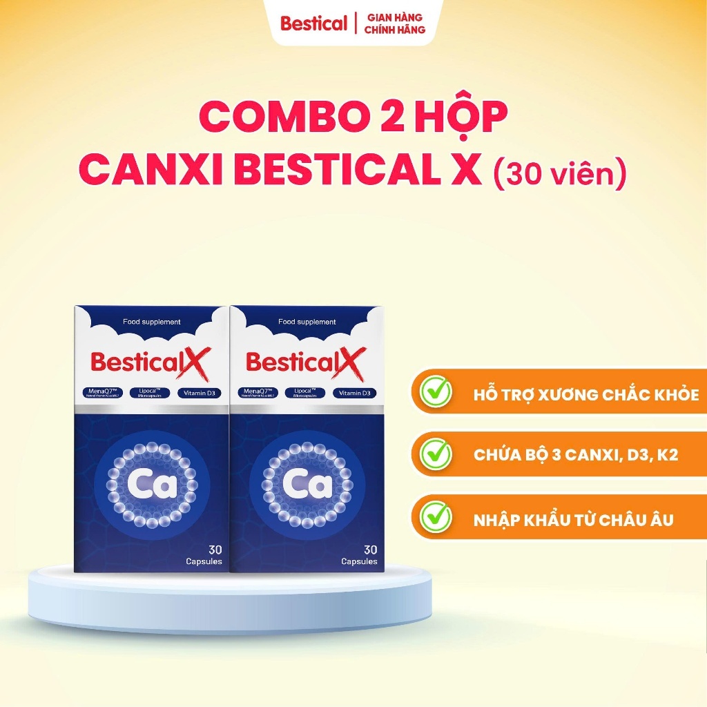 [Hộp 60 viên]Canxi BesticalX - Canxi sinh học dạng viên, hỗ trợ xương chắc khỏe