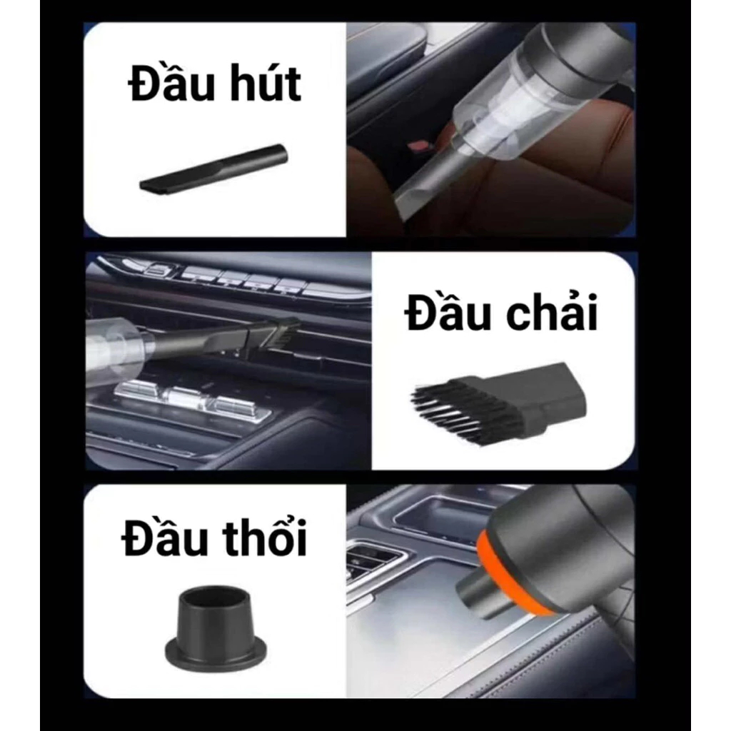 MÁY HÚT BỤI MINI SIÊU MẠNH với Nhiều Đầu Vệ Sinh Tiện Lợi cho Góc Ngách Sofa Đệm Ô Tô