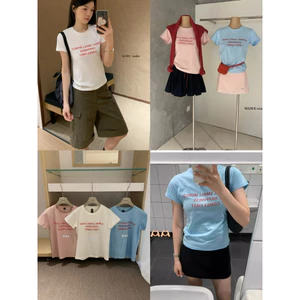 WGWE | Áo thun babytee in chữ phong cách Hàn, form ôm ngắn tôn dáng – W8784#
