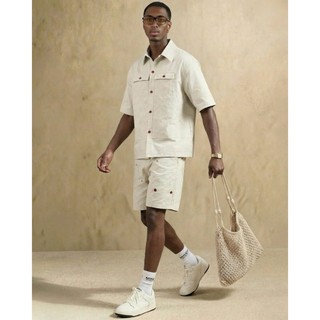 Áo sơ mi chính hãng Mikenco ARCHIVE MONOGRAM KHAKI SHIRT |TẶNG TÚI GIẤY|