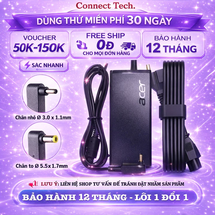 Sạc laptop Acer Aspire 3 A314 A315, Sạc Acer Aspire 5 A514 A515 - Sạc máy tính Acer 45W 65W 90W