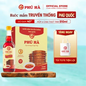 Hộp 6 Chai 510ml Nước Mắm Truyền Thống Phú Quốc Cao Cấp 40 Độ Đạm Ủ Chượp Truyền Thống