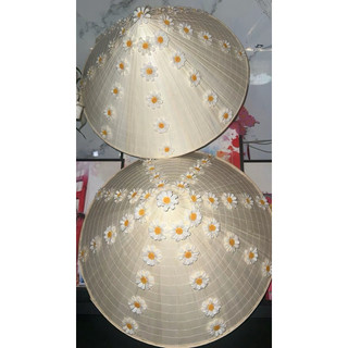 Nón Lá Hoa Cúc Đính Nổi 3D Size 41cm – Nón Lá Vintage Nàng Thơ Chụp Ảnh, Đi Biển Siêu Xinh