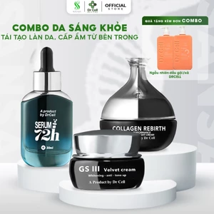 Combo dưỡng sáng mờ thâm Dr Cell gồm kem ngày gsiii, kem đêm collagen rebirth, serum 72h